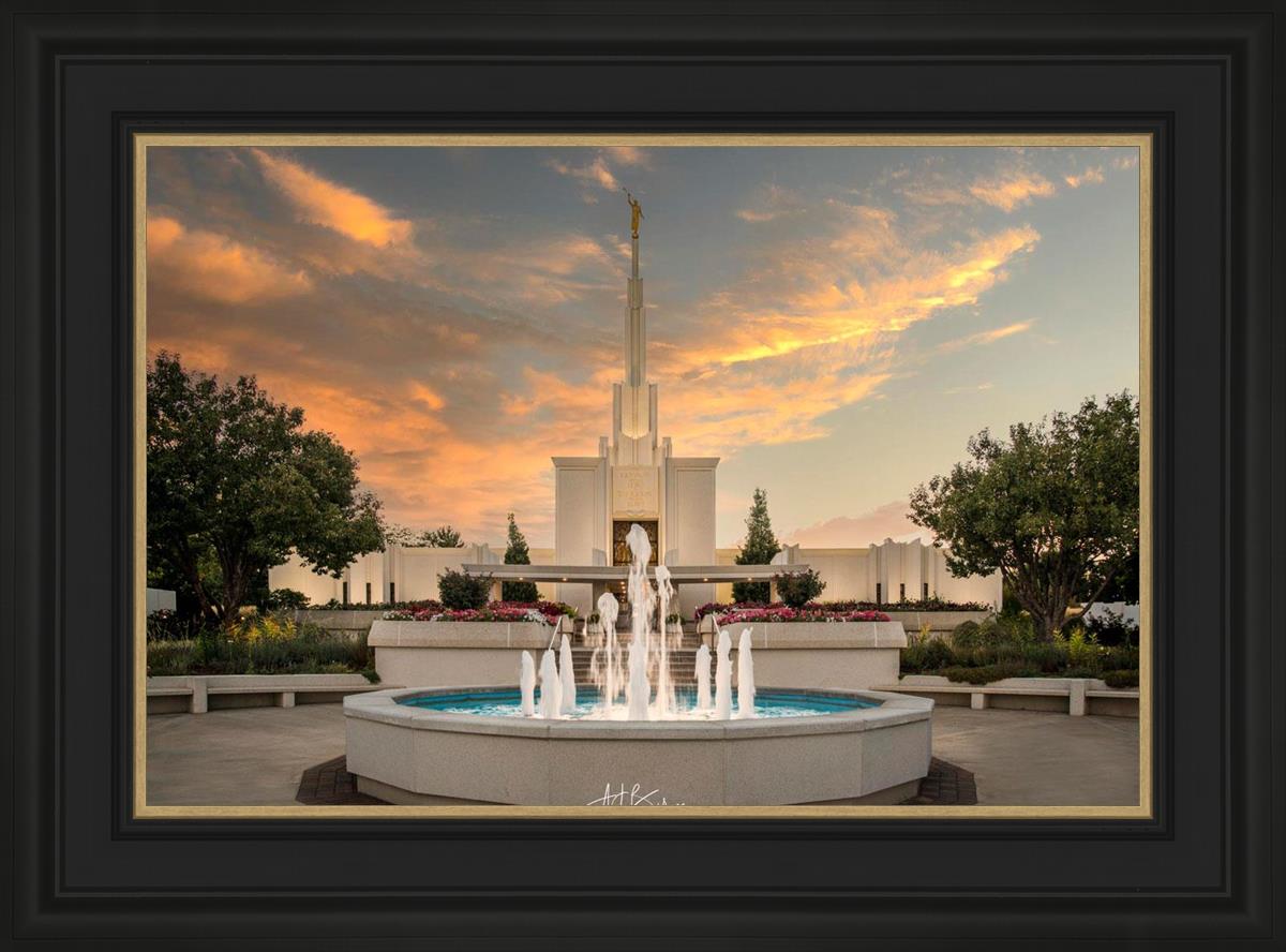 Denver Temple Evening Fountain