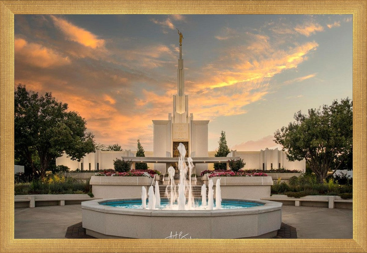 Denver Temple Evening Fountain