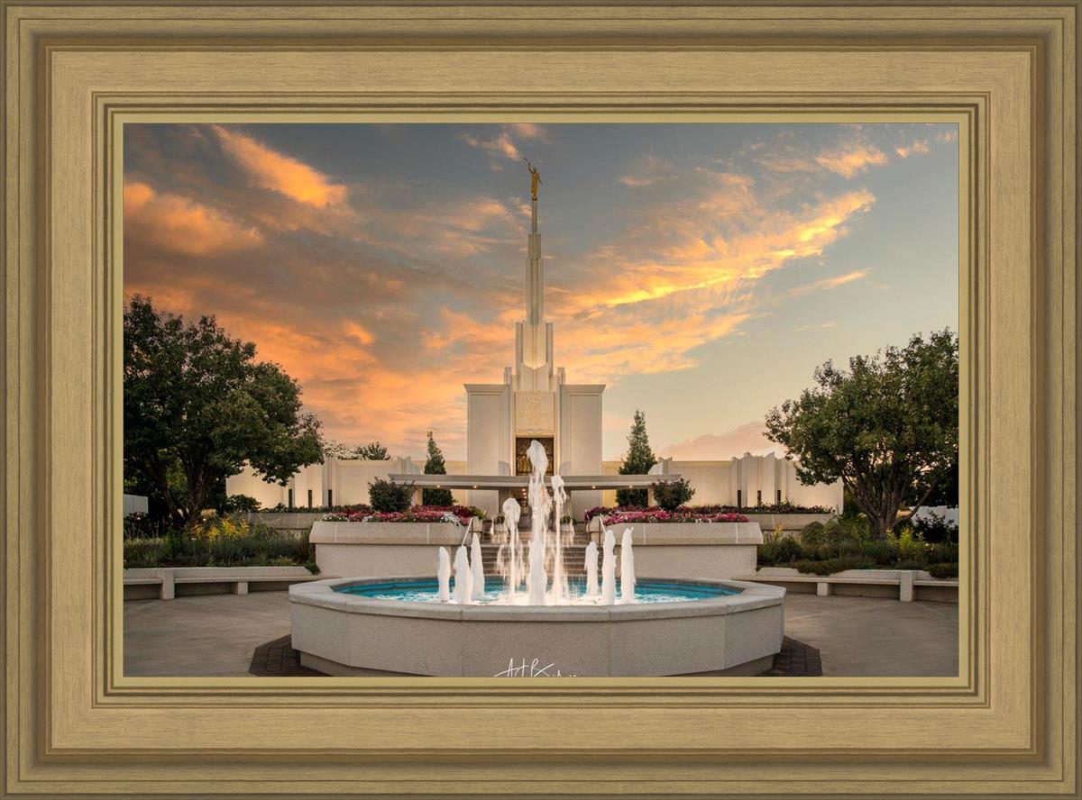 Denver Temple Evening Fountain