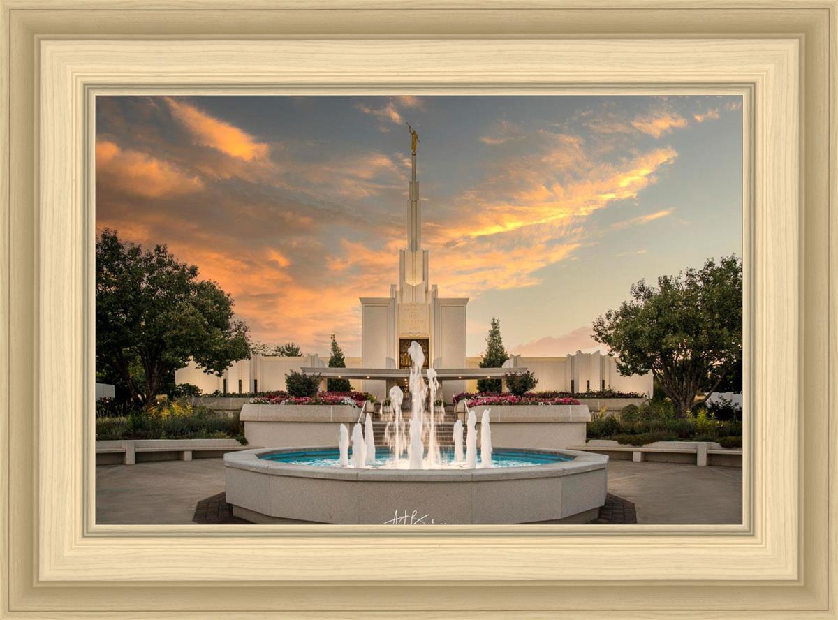 Denver Temple Evening Fountain