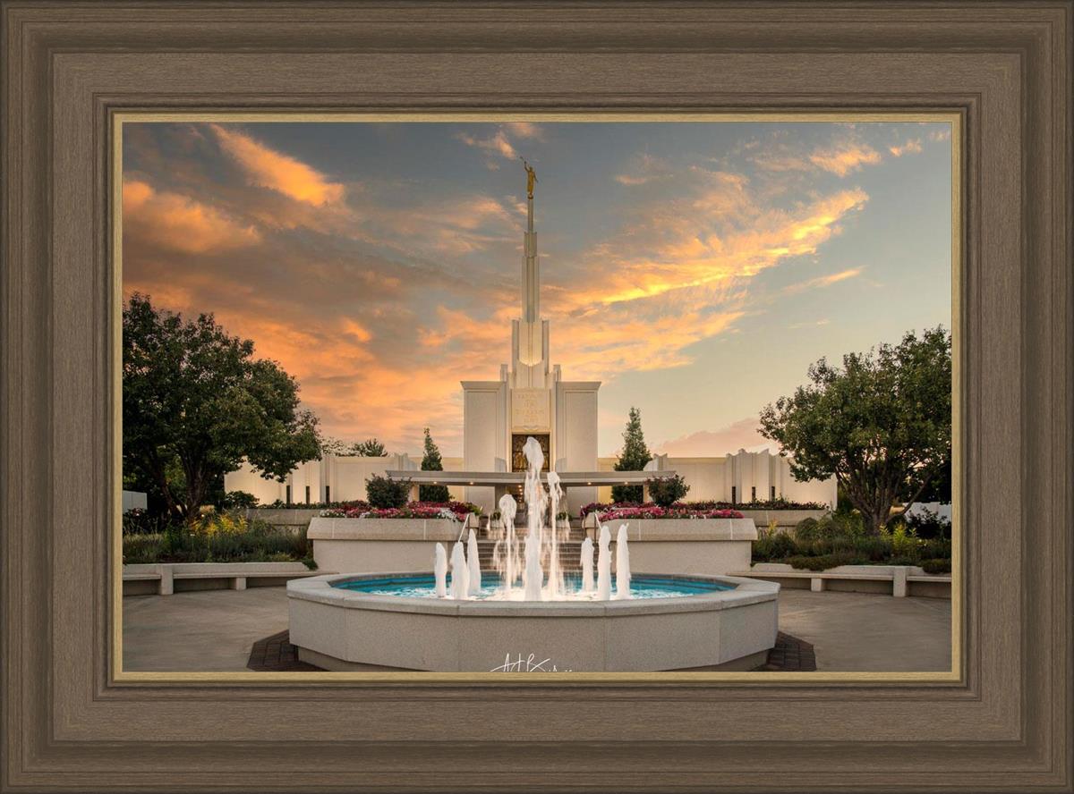 Denver Temple Evening Fountain