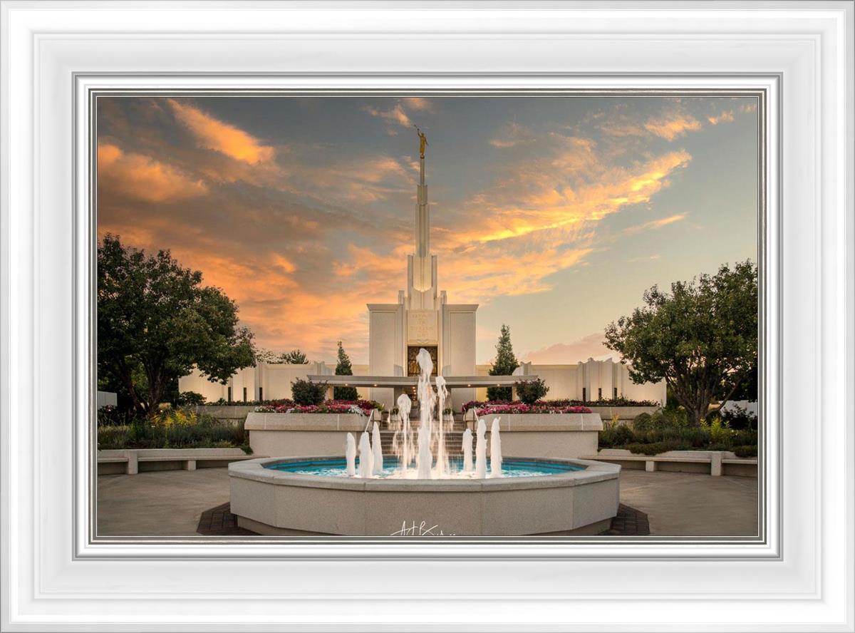 Denver Temple Evening Fountain