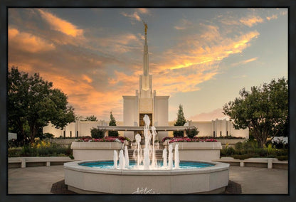 Denver Temple Evening Fountain