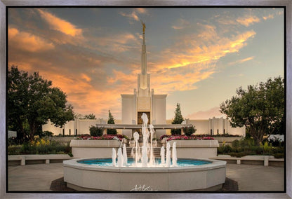 Denver Temple Evening Fountain
