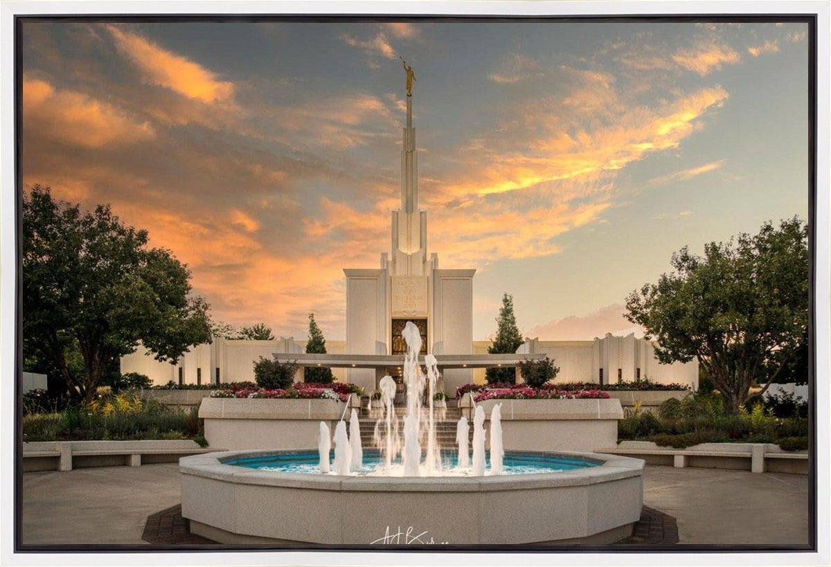 Denver Temple Evening Fountain Gallery Wrap
