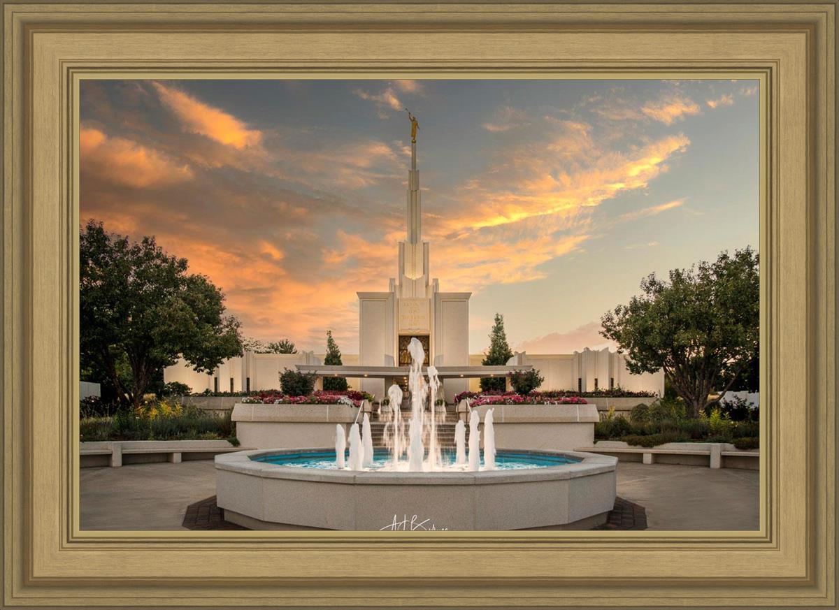 Denver Temple Evening Fountain