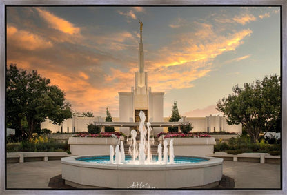 Denver Temple Evening Fountain