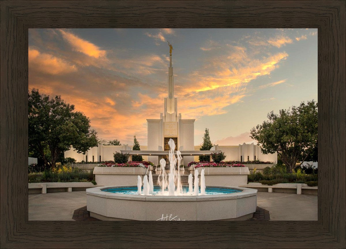 Denver Temple Evening Fountain
