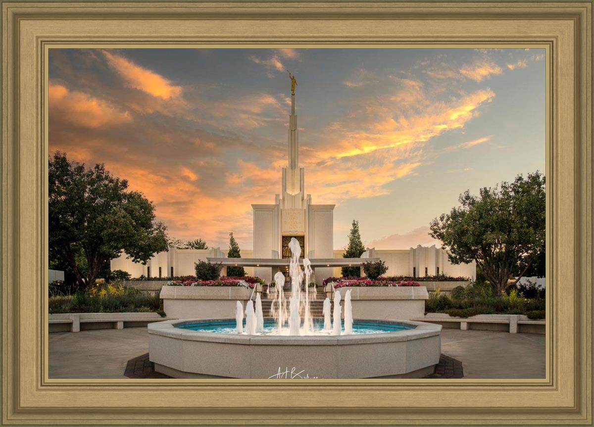 Denver Temple Evening Fountain