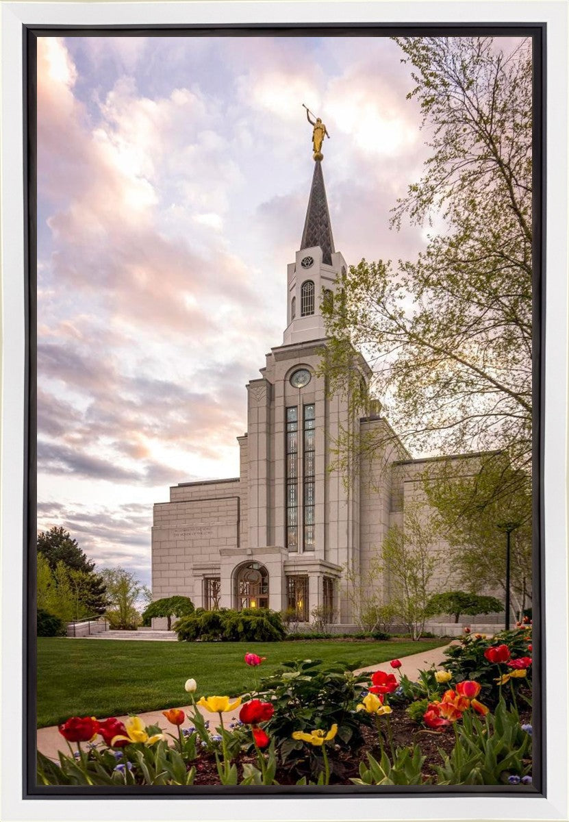 Boston Temple Spring Tulips Gallery Wrap