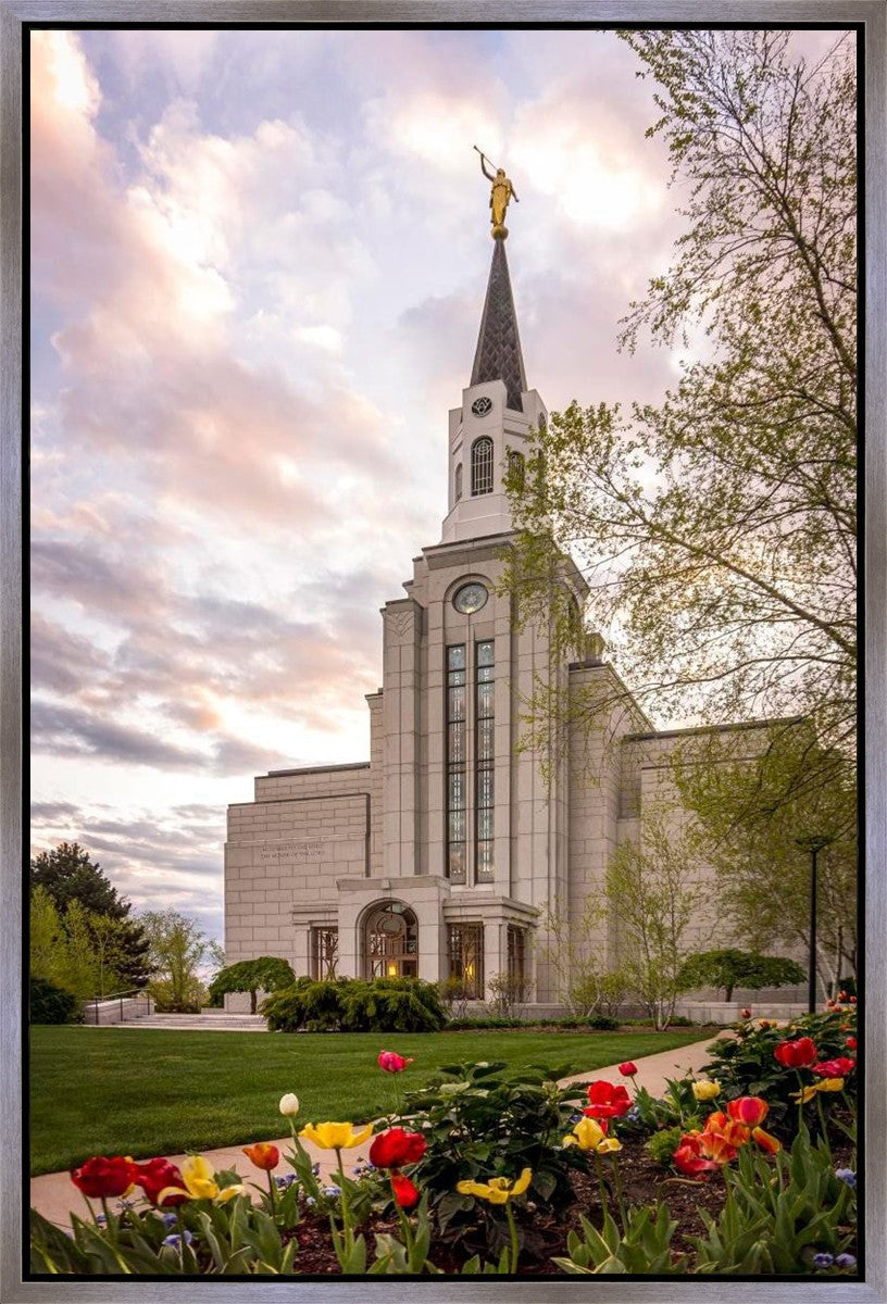 Boston Temple Spring Tulips Gallery Wrap