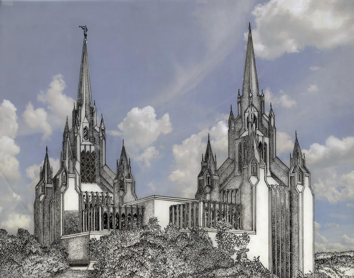 San Diego California Temple - Grey Sky