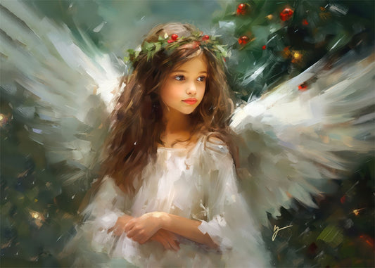 Delicate Christmas Angel Large Wall Art Gallery Wrap