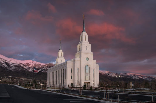 Layton Utah Pink Winter Sunset  Large Wall Art Gallery Wrap