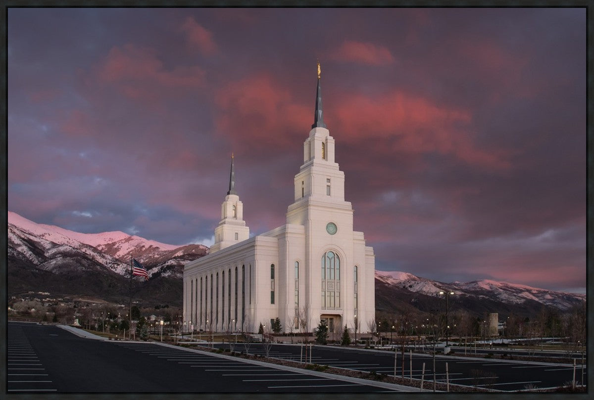 Layton Utah Pink Winter Sunset  Large Wall Art Gallery Wrap
