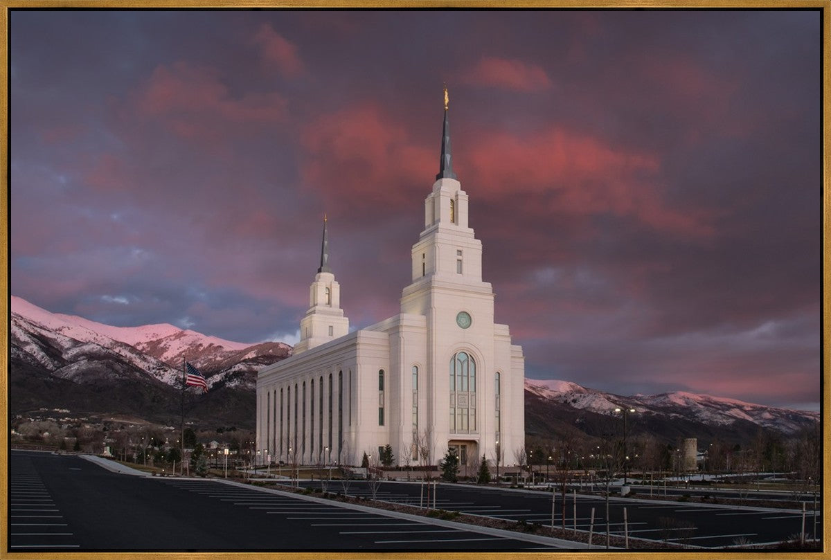 Layton Utah Pink Winter Sunset  Large Wall Art Gallery Wrap