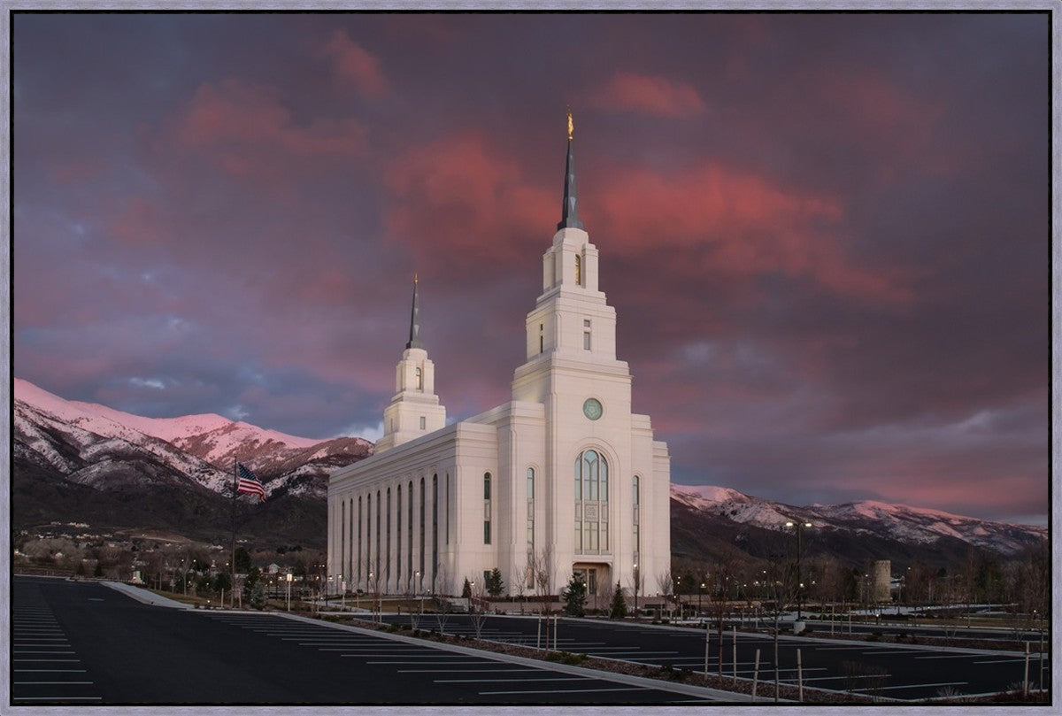 Layton Utah Pink Winter Sunset  Large Wall Art Gallery Wrap