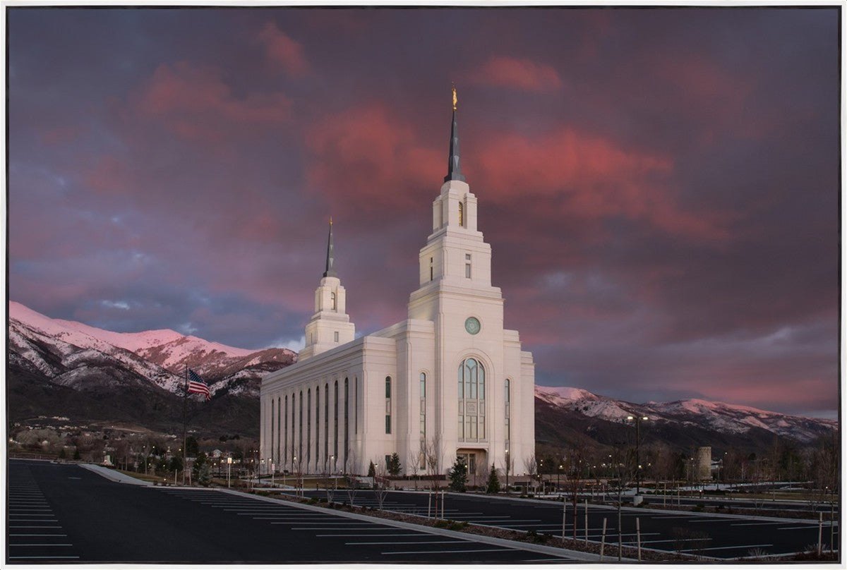 Layton Utah Pink Winter Sunset  Large Wall Art Gallery Wrap