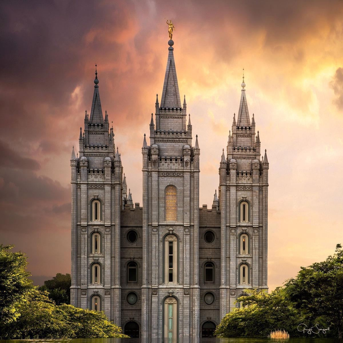 Salt Lake Temple Through the Clouds Gallery Wrap