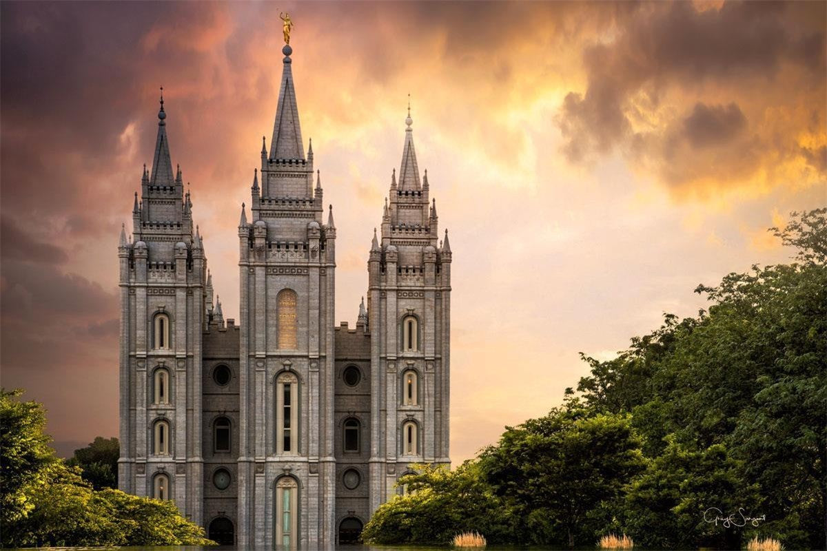 Salt Lake Temple Through the Clouds Gallery Wrap