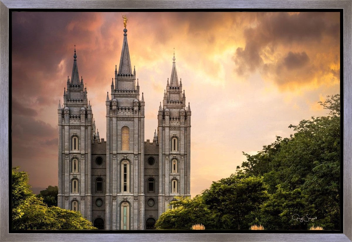 Salt Lake Temple Through the Clouds Gallery Wrap