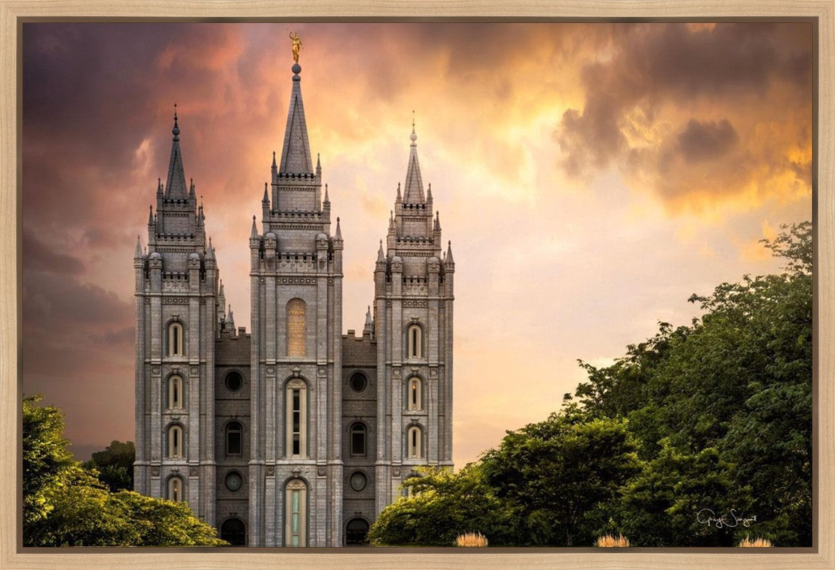 Salt Lake Temple Through the Clouds Gallery Wrap