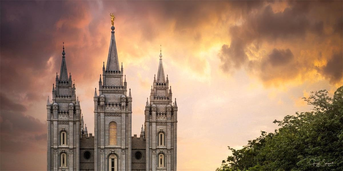 Salt Lake Temple Through the Clouds Gallery Wrap