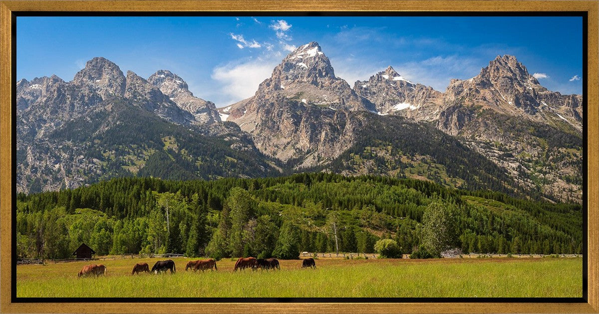 Panorama of Grand Teton Mountain Range, Wyoming