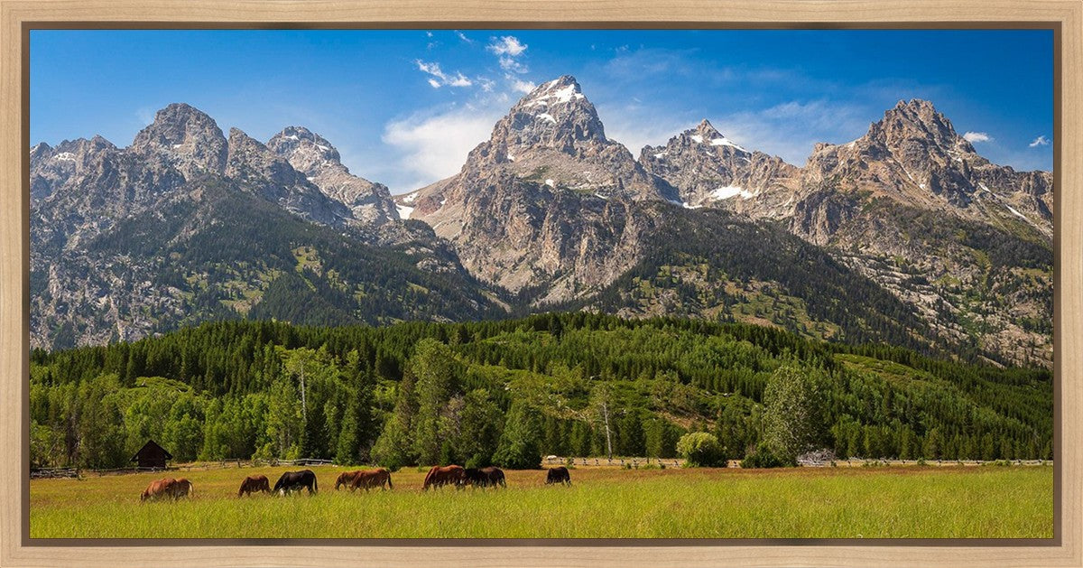 Panorama of Grand Teton Mountain Range, Wyoming