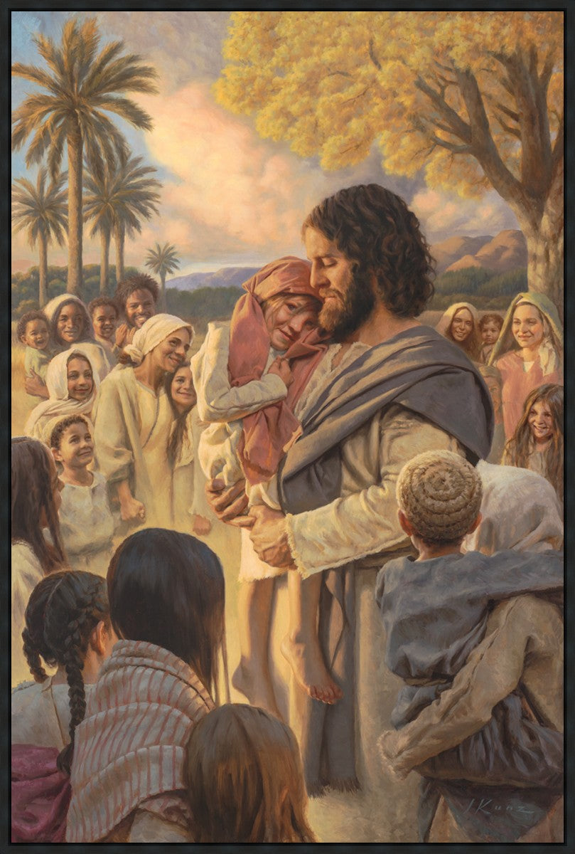 He Took Them Up In His Arms Large Wall Art