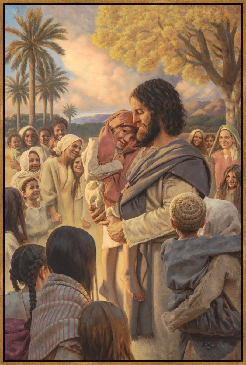 He Took Them Up In His Arms Large Wall Art