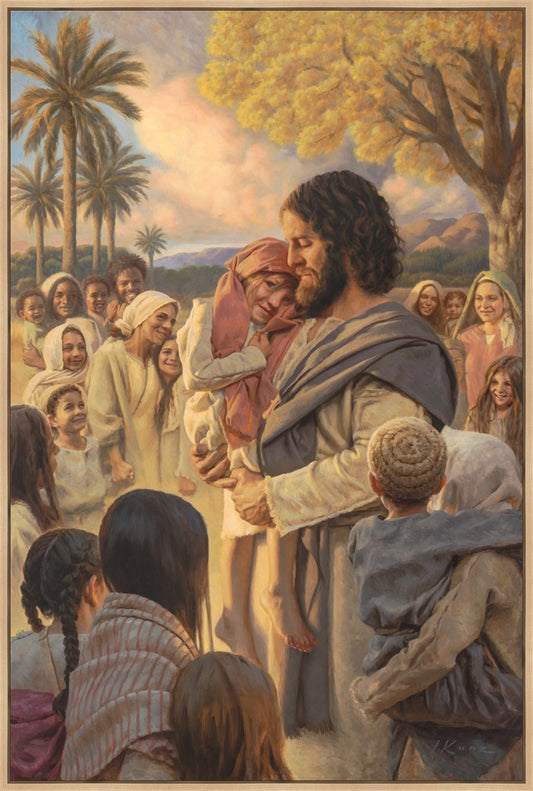 He Took Them Up In His Arms Large Wall Art