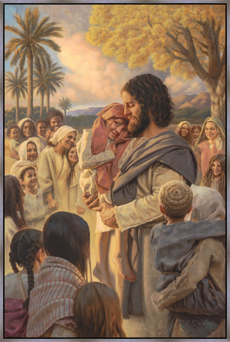 He Took Them Up In His Arms Large Wall Art