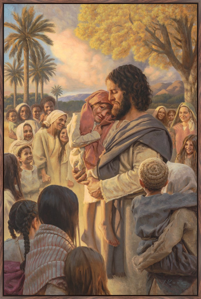 He Took Them Up In His Arms Large Wall Art