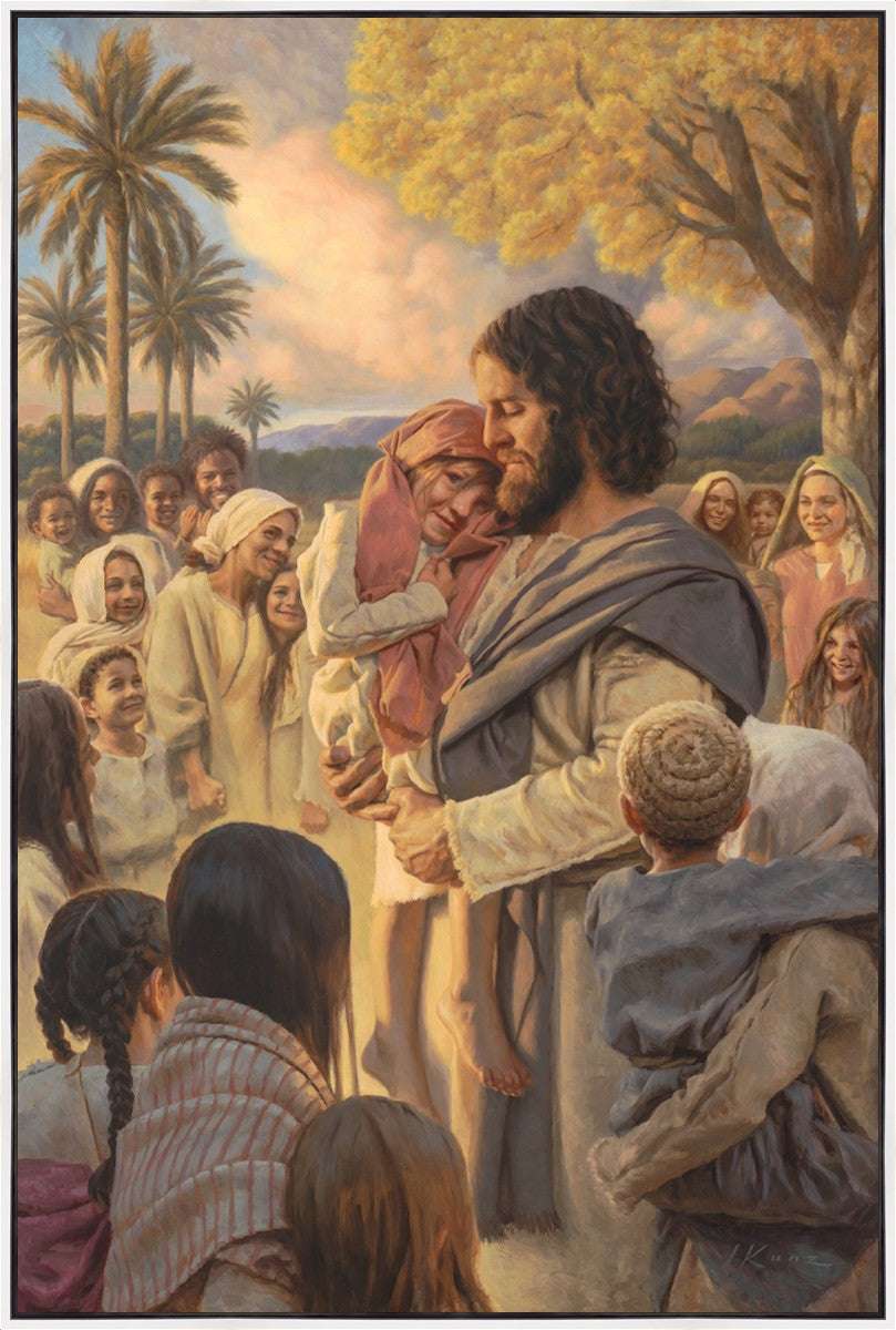 He Took Them Up In His Arms Large Wall Art