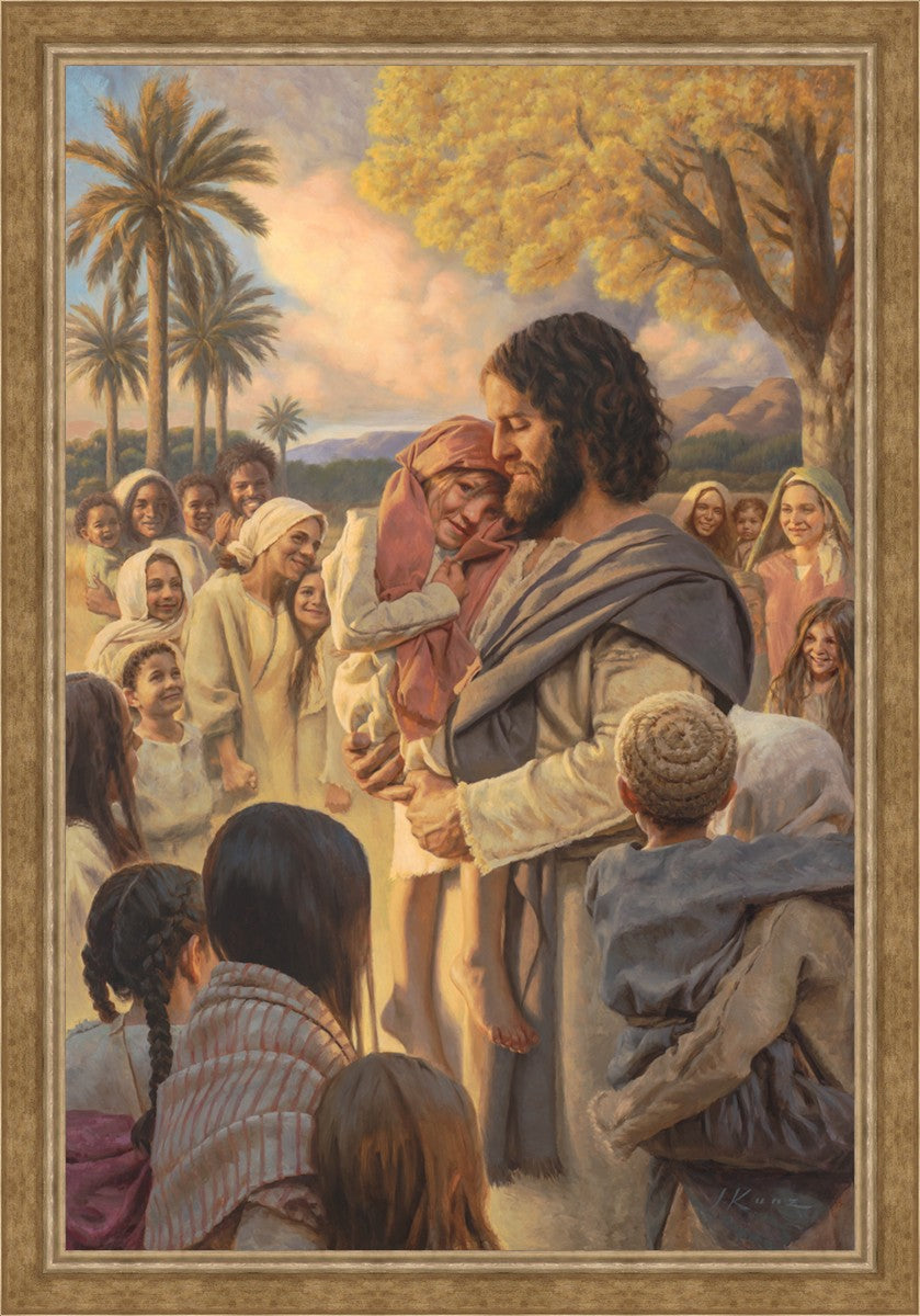 He Took Them Up In His Arms Large Wall Art