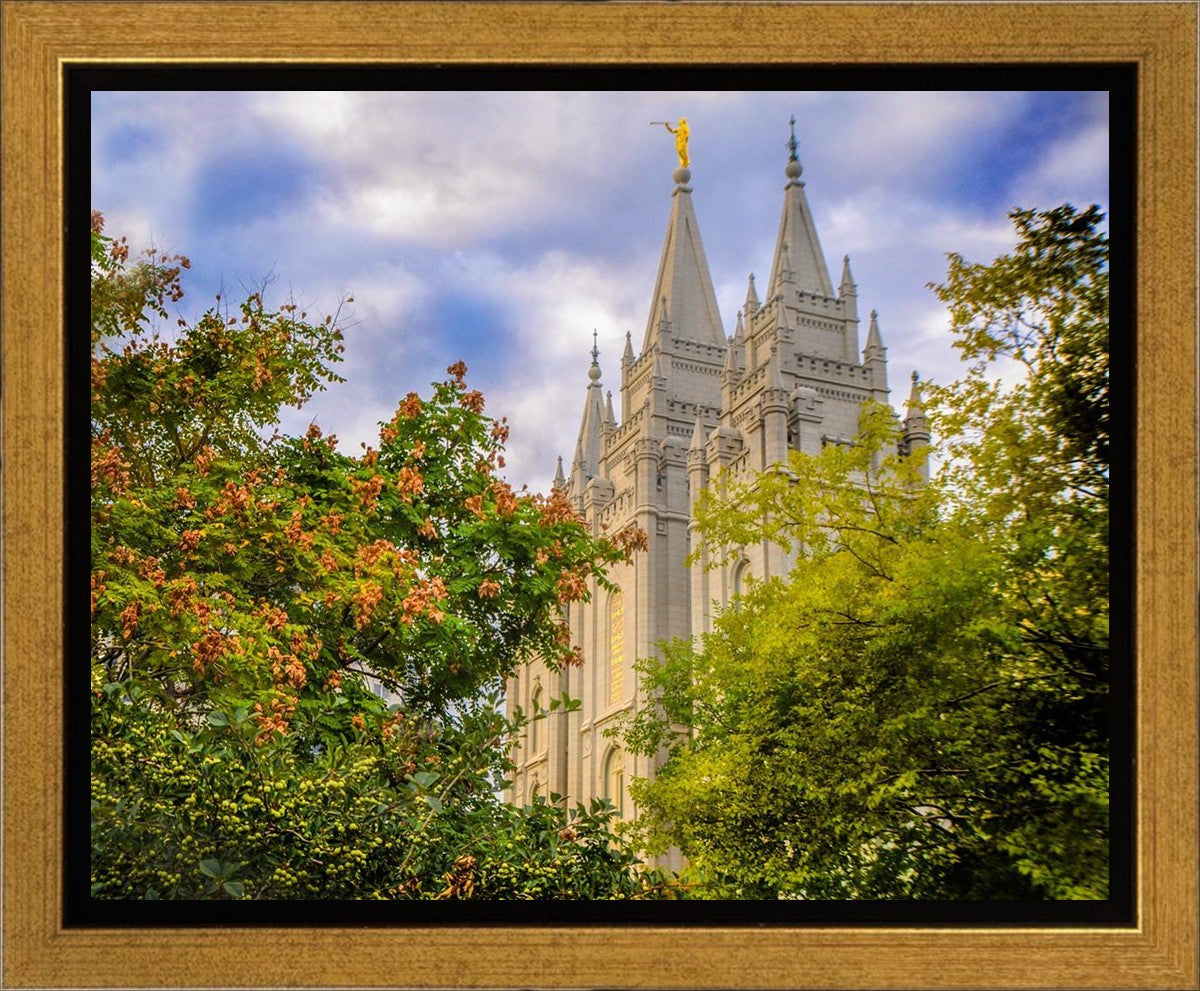 Salt Lake City Temple Autumn Leaves Gallery Wrap