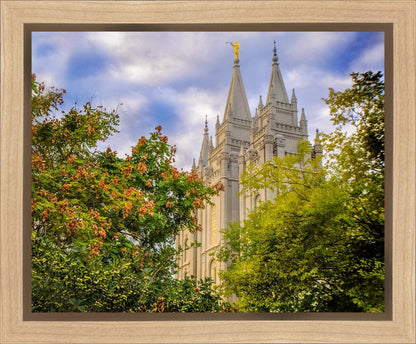 Salt Lake City Temple Autumn Leaves Gallery Wrap