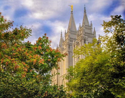 Salt Lake City Temple Autumn Leaves Gallery Wrap
