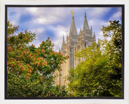 Salt Lake City Temple Autumn Leaves Gallery Wrap