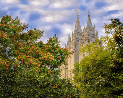Salt Lake City Temple Autumn Leaves Gallery Wrap