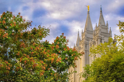 Salt Lake City Temple Autumn Leaves Gallery Wrap