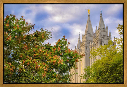 Salt Lake City Temple Autumn Leaves Gallery Wrap