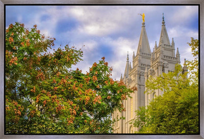 Salt Lake City Temple Autumn Leaves Gallery Wrap