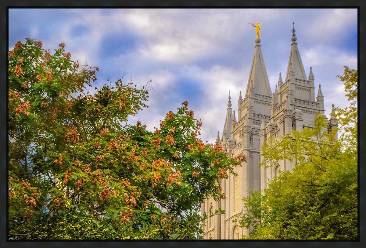 Salt Lake City Temple Autumn Leaves Gallery Wrap