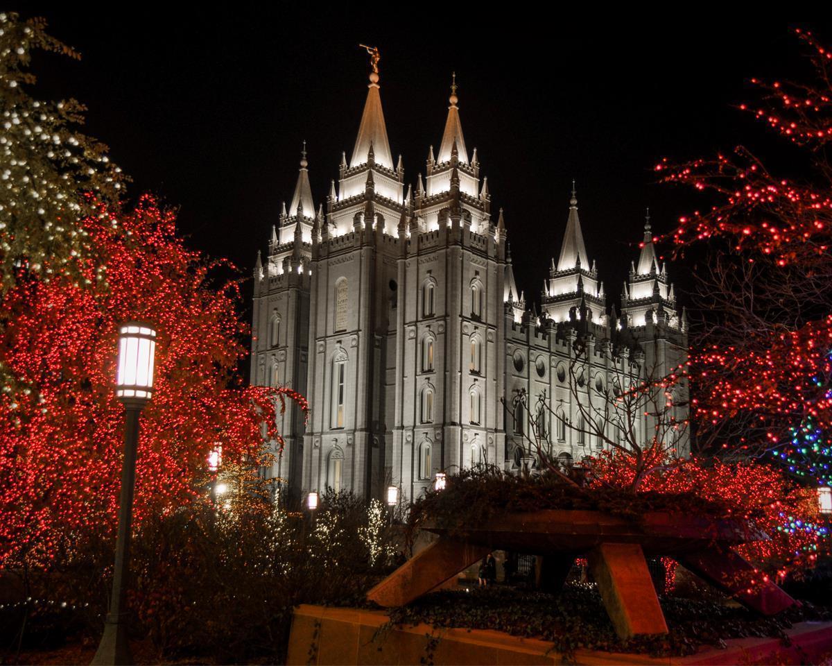 Salt Lake City Temple Lights Aglow Gallery Wrap
