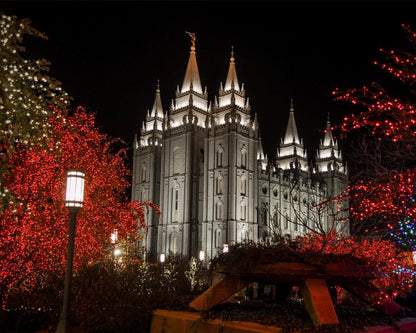 Salt Lake City Temple Lights Aglow Gallery Wrap