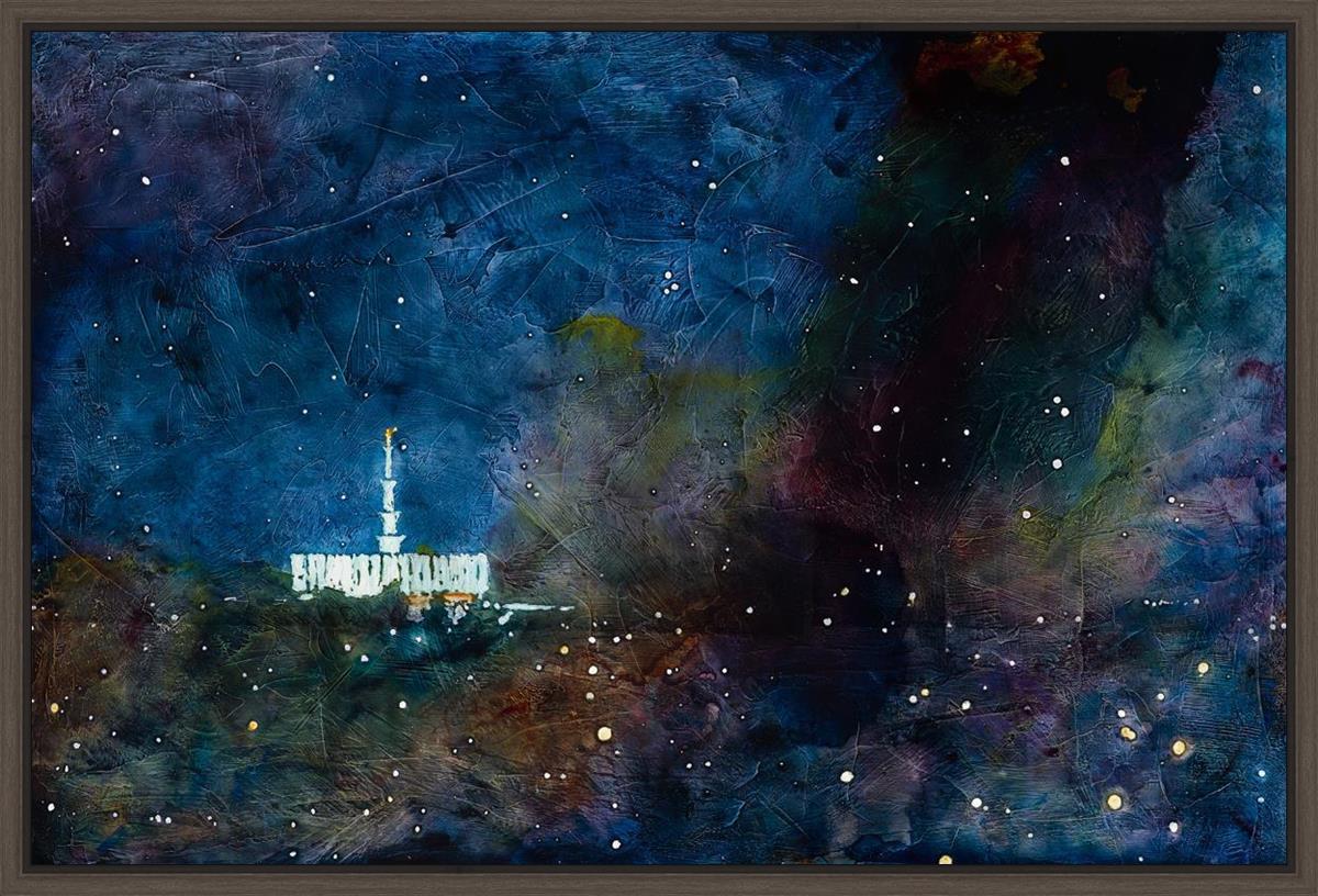 Provo Temple a Pillar of Fire by Night