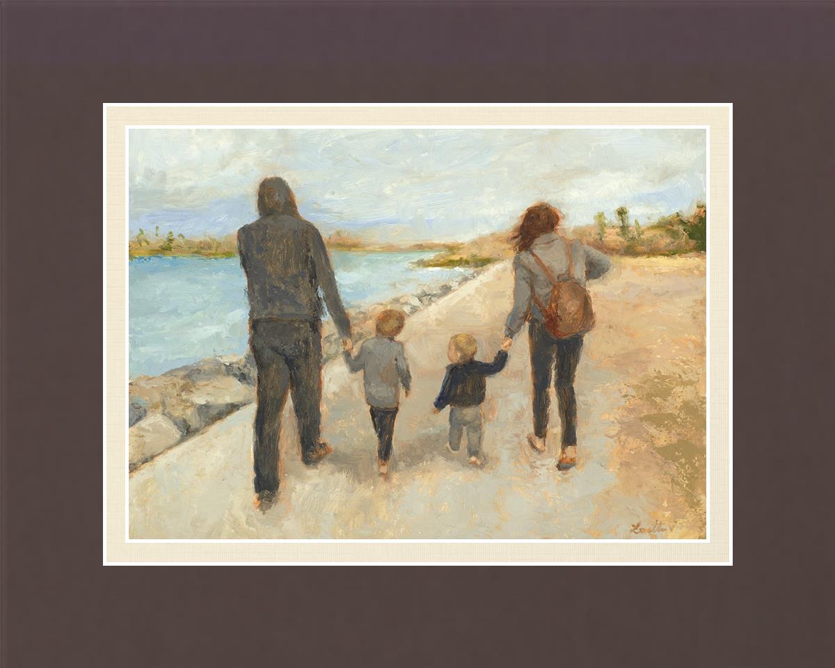 Family Walk On The Beach