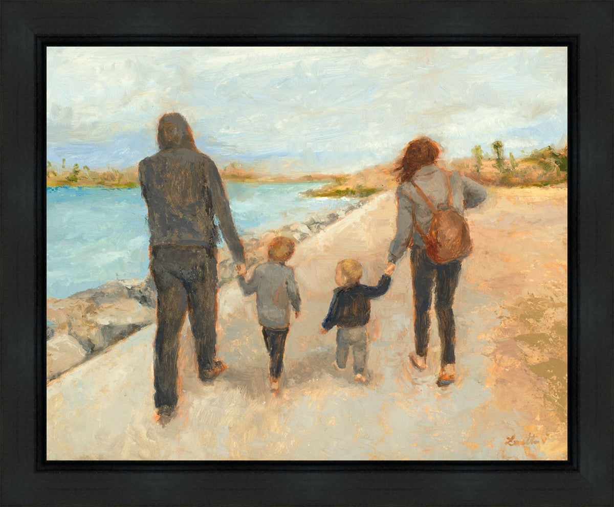 Family Walk On The Beach Gallery Wrap